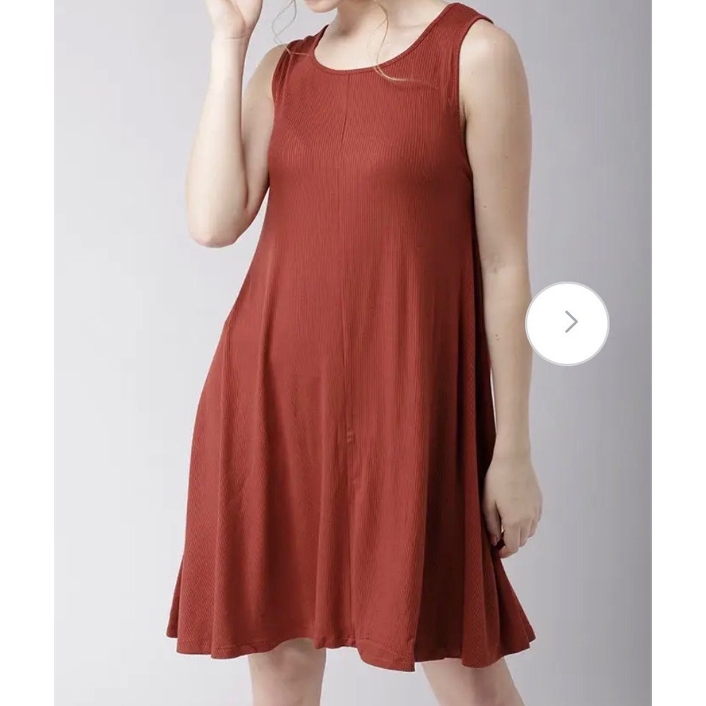 Forever 21 Swing Dress Women 2X Rust Ribbed Sleeveless Mini Boho Preloved